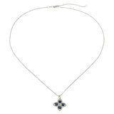 18KT White Gold Sapphire and Diamond Flower Pendant Necklace