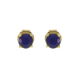 18KT Yellow Gold Blue Sapphire Stud Earrings