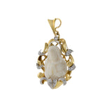 Vintage 14KT Yellow Gold Diamond Virgin Mary Carving Pendant