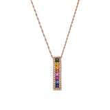 14KT Rose Gold Multi Color Sapphire And Diamond Wave Pendant Necklace