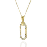 Oval Link Diamond Pendant Necklace in 14KT Yellow Gold