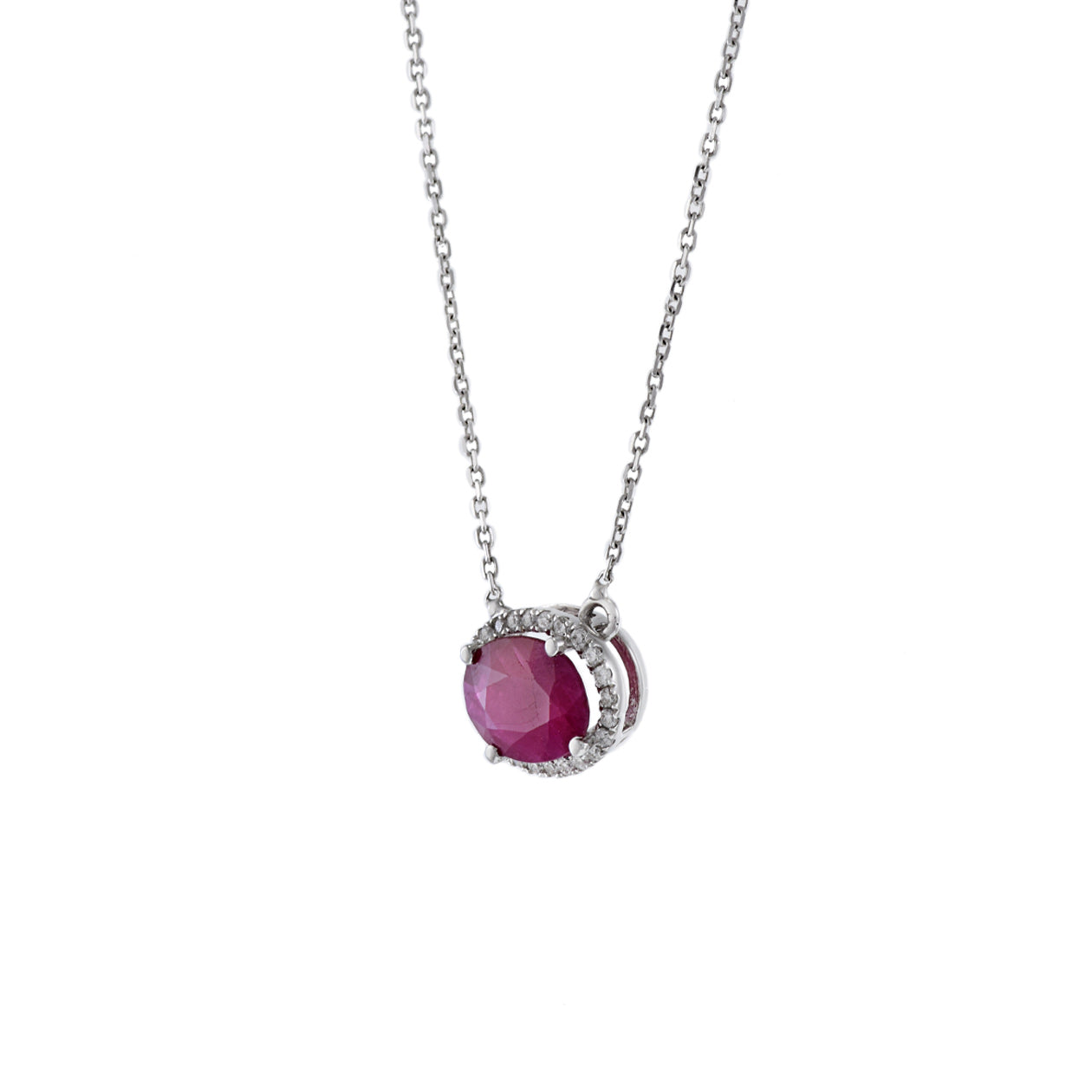 18KT White Gold Ruby And Diamond Necklace