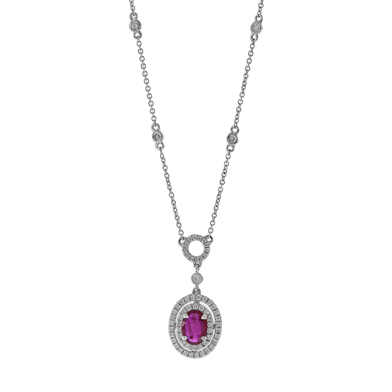 18KT White Gold Ruby And Diamond Necklace