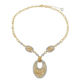 Estate Italian 18KT Yellow Gold Mesh Diamond Drop Necklace