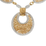 Estate Italian 18KT Yellow Gold Mesh Diamond Drop Necklace