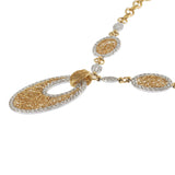 Estate Italian 18KT Yellow Gold Mesh Diamond Drop Necklace