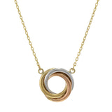 14KT Tri-Color Gold Love Knot Circles Necklace