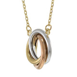 14KT Tri-Color Gold Love Knot Circles Necklace