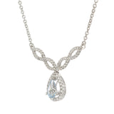 14KT White Gold Pear-Shaped Aquamarine and Diamond Drop Necklace