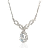 14KT White Gold Pear-Shaped Aquamarine and Diamond Drop Necklace