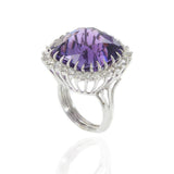Vintage Amethyst & Diamond Cocktail Ring in White Gold