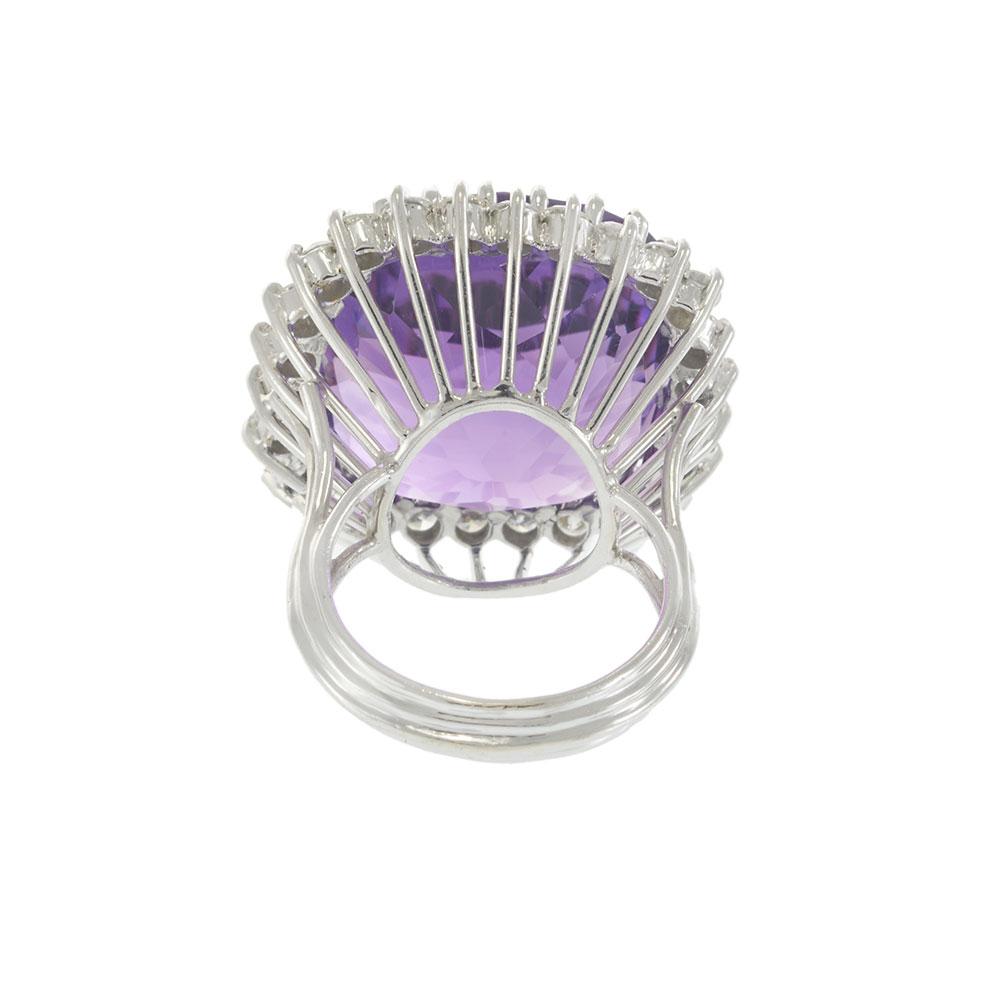 Vintage Amethyst & Diamond Cocktail Ring in White Gold