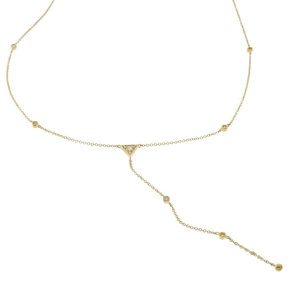 14KT Yellow Gold Triangle Diamond Lariat Necklace