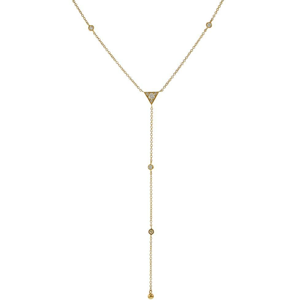 14KT Yellow Gold Triangle Diamond Lariat Necklace