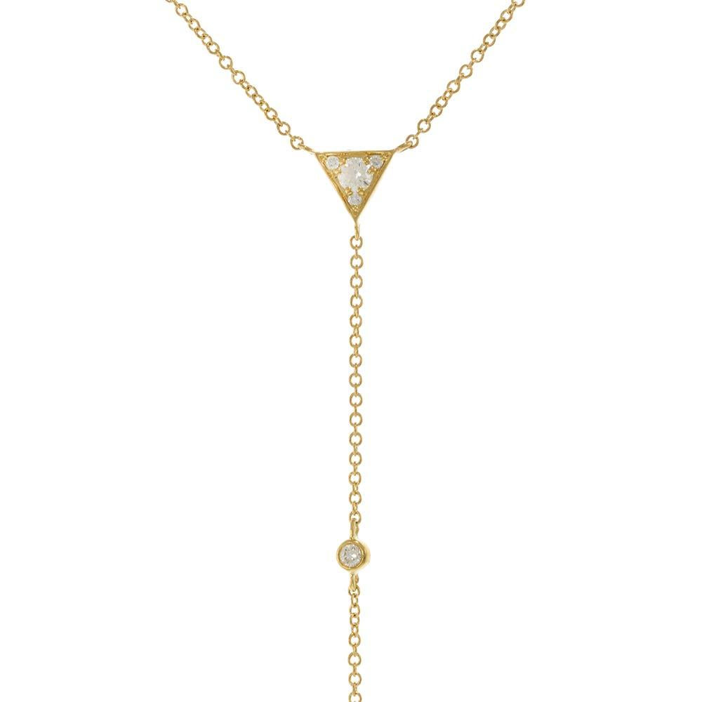 14KT Yellow Gold Triangle Diamond Lariat Necklace