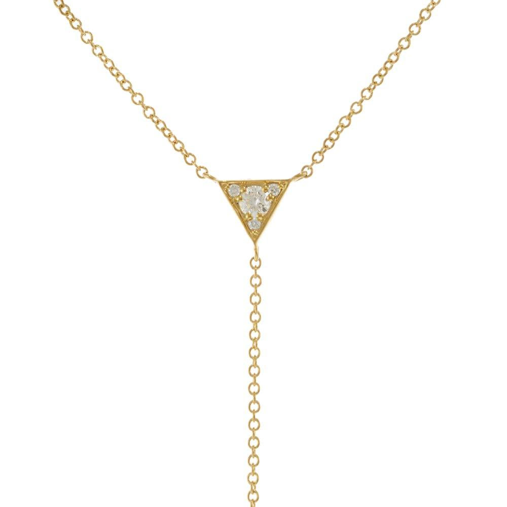 14KT Yellow Gold Triangle Diamond Lariat Necklace