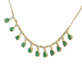 14KT Yellow Gold Emerald and Diamond Necklace