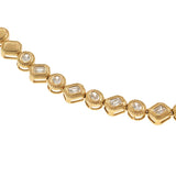 14KT Yellow Gold Diamond Necklace with Oval and Emerald Bezels