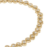14KT Yellow Gold Diamond Necklace with Oval and Emerald Bezels