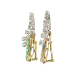 Estate 14KT & Platinum Natural Jade Carving and Diamond Earrings