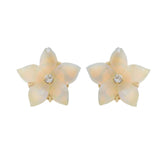 Vintage 14KT Yellow Gold Opal and Diamond Floral Earrings