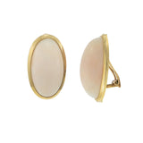 Vintage Retro Era 18KT Yellow Gold Bezel-Set Angel Skin Coral Clip Earrings