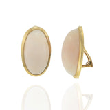 Vintage Retro Era 18KT Yellow Gold Bezel-Set Angel Skin Coral Clip Earrings