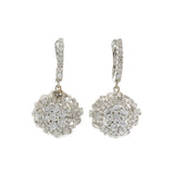 18KT White Gold Floral Diamond Drop Earrings
