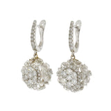 18KT White Gold Floral Diamond Drop Earrings