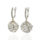 18KT White Gold Floral Diamond Drop Earrings