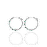 18KT White Gold Emerald And Diamond Hoop Earrings