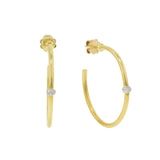 Chimento 18KT Yellow Gold Bamboo Flirt Hoop Earrings with Diamond Bead