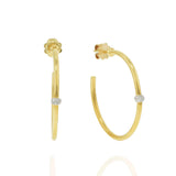 Chimento 18KT Yellow Gold Bamboo Flirt Hoop Earrings with Diamond Bead