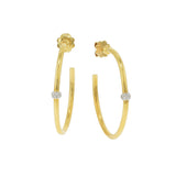 Chimento 18KT Yellow Gold Bamboo Flirt Hoop Earrings with Diamond Bead