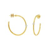 Chimento 18KT Yellow Gold Bamboo Flirt Hoop Earrings with Diamond Bead