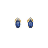 18KT Yellow Gold Blue Sapphire And Diamond Earrings