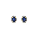 18KT Yellow Gold Blue Sapphire And Diamond Earrings