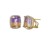 18KT Yellow Gold Ametrine and Diamond Earrings