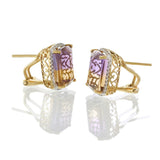 18KT Yellow Gold Ametrine and Diamond Earrings