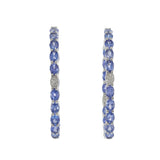 18KT White Gold Oval Tanzanite and Diamond In-and-Out Hoop Earrings
