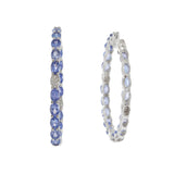 18KT White Gold Oval Tanzanite and Diamond In-and-Out Hoop Earrings