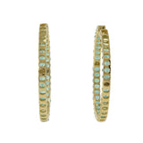 18KT Yellow Gold Oval Emerald and Diamond In-and-Out Hoop Earrings