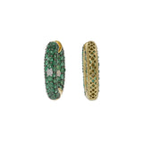 18KT Yellow Gold Round Emerald and Diamond In-and-Out Oval Hoop Earrings