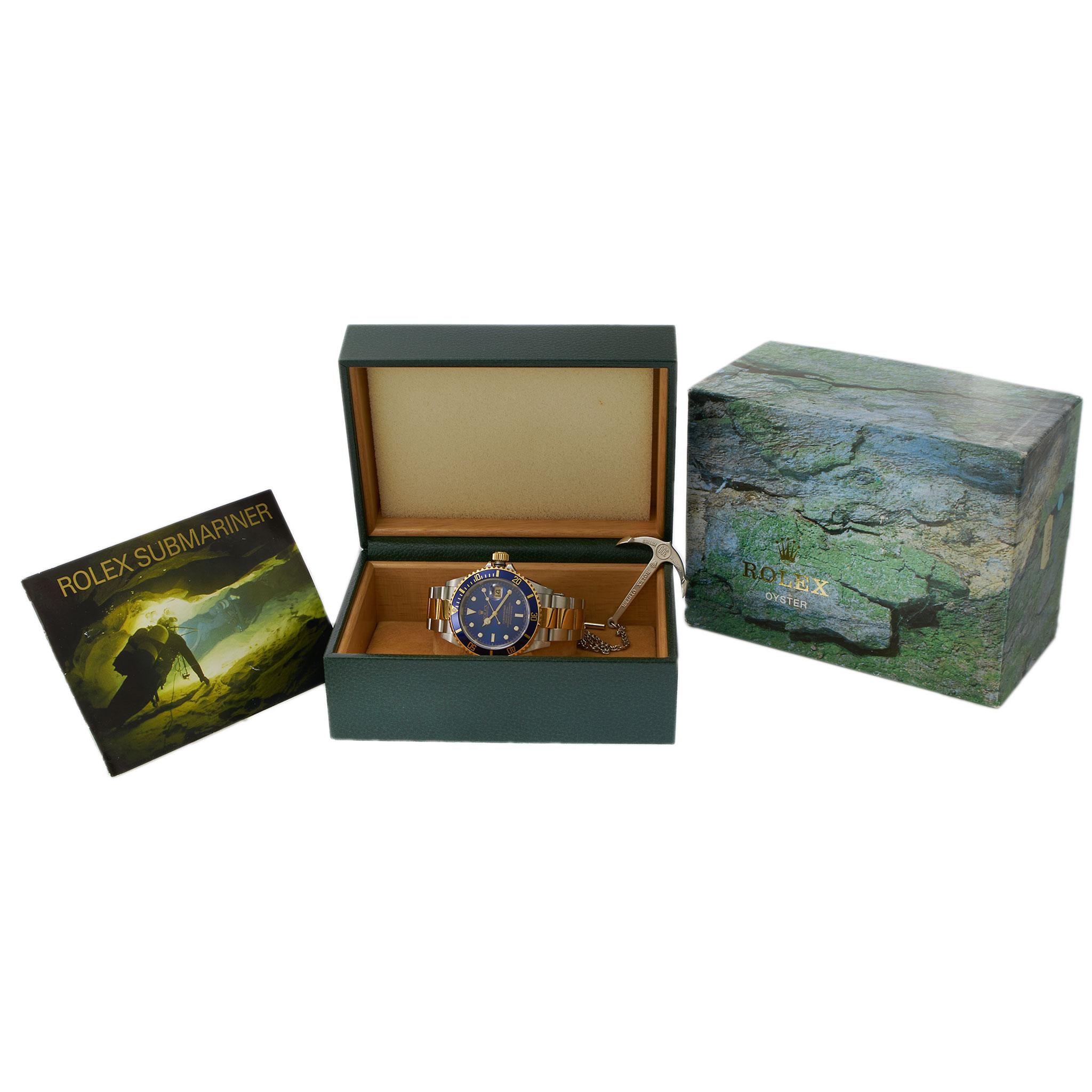 Rolex Two-Tone Blue Submariner 16613 (Box and Papers)