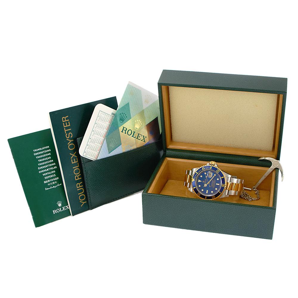 Rolex Two-Tone Blue Submariner 16613 (Box and Papers)