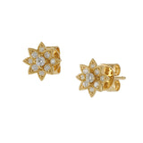 18KT Yellow Gold Diamond Daisy Flower Earrings