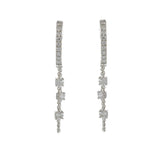 18KT White Gold Diamond Huggie Earrings with Chain Extension