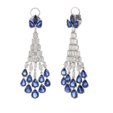 18KT White Gold Sapphire and Diamond Chandelier Earrings