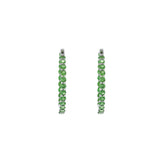 18KT White Gold Green Tsavorite Hoop Earrings