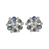 Antique Art Deco 14KT White Gold Sapphire and Diamond Disc Earrings